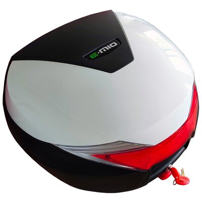 Kufer do skutera E-MIO 30L Uniwersalny Biało-czarny połysk