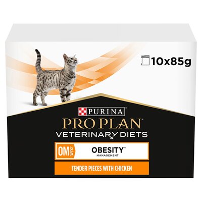 Purina Pro Plan Veterinary Diets Feline OM ST/OX Obesity Management, kurczak - 10 x 85 g