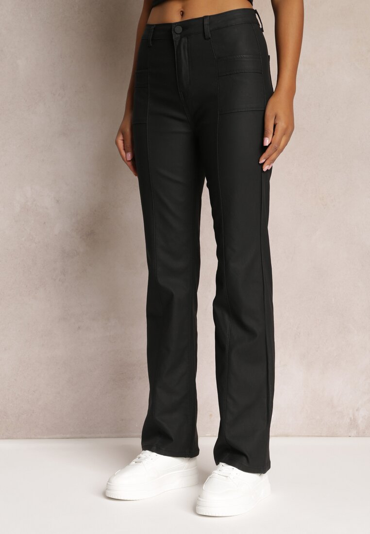 Czarne Spodnie Dzwony High Waist Eliov