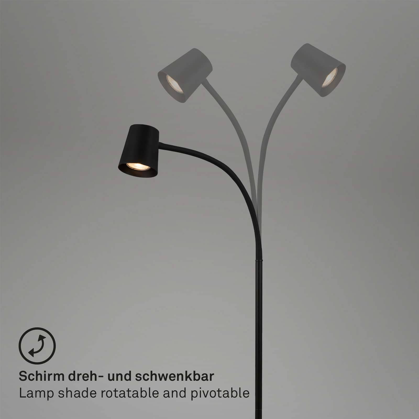 Briloner Lampa stojąca Skriva, regulowana, GU10, czarna