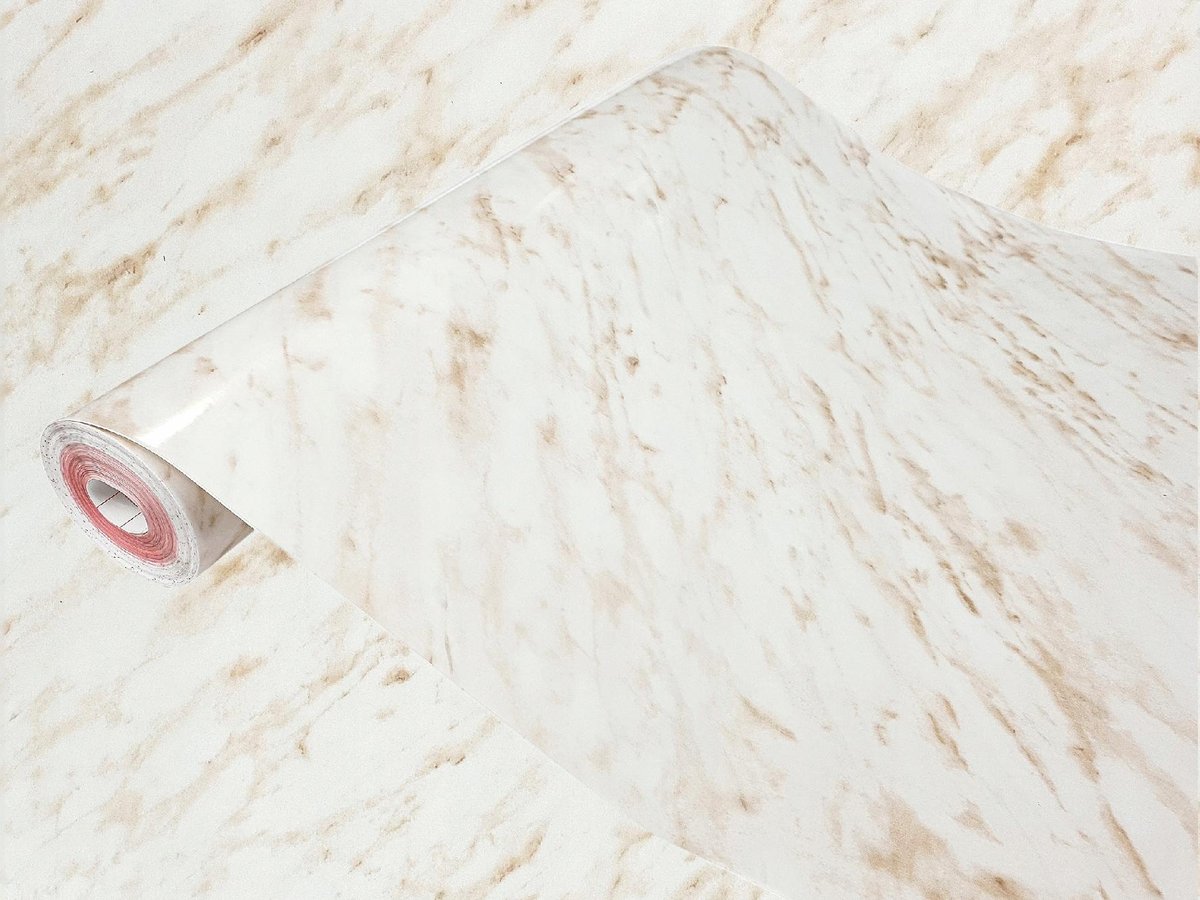 Samoprzylepna Okleina Meblowa Marmur Beżowy Na Regał Szafę Komodę 45x200