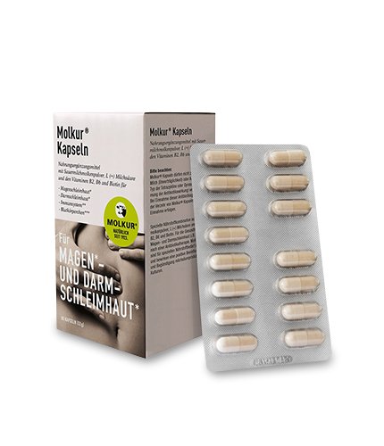 Mito Pharma Molkur Naturalny koncentrat serwatki receptura dr Sandersa probiotyk wsparcie pracy jelit i śluzówki żołądka 90 kapsułek