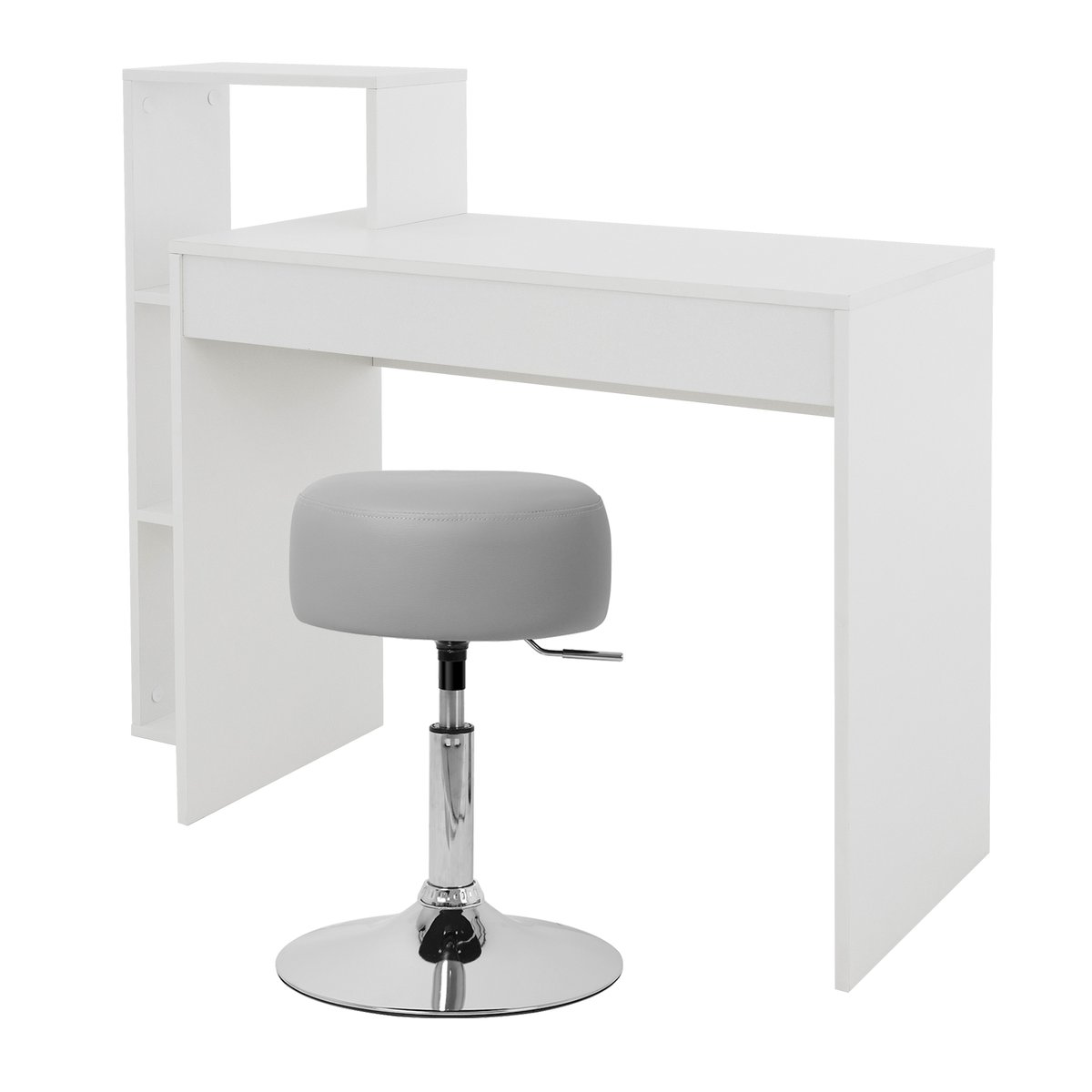 Biurko ze stołkiem 110x72x40 cm białe drewniane ML-Design