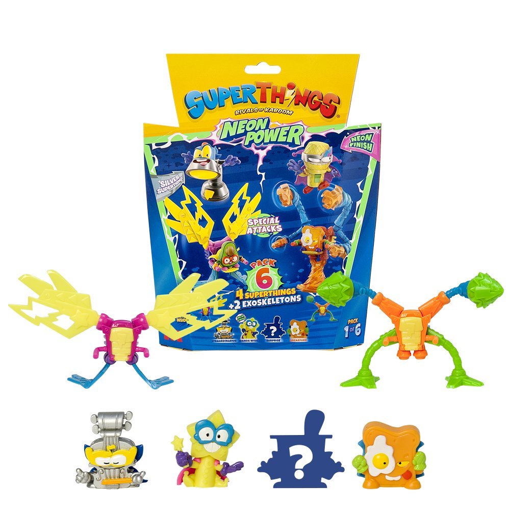 SUPERTHINGS 4 Figurki + 2 EgzoSzkielety NEON POWER Pack1of6 s11