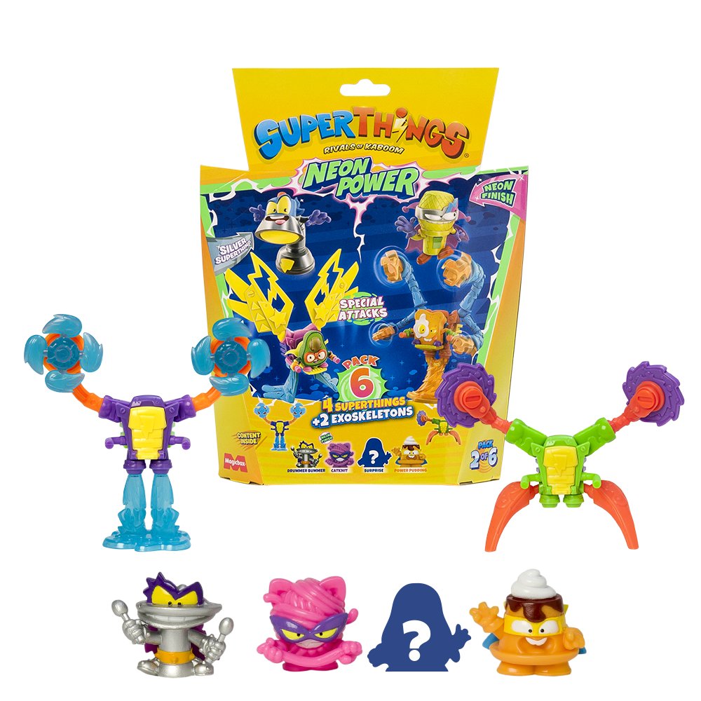 SUPERTHINGS 4 Figurki + 2 EgzoSzkielety NEON POWER Pack2of6 s11