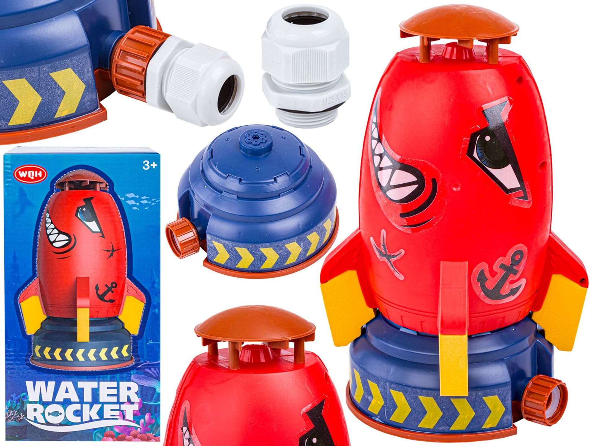 RAKIETA WODNA Wyrzutnia rakiety wodnej, Water Rocket, Zraszacz, CZERWONY RE