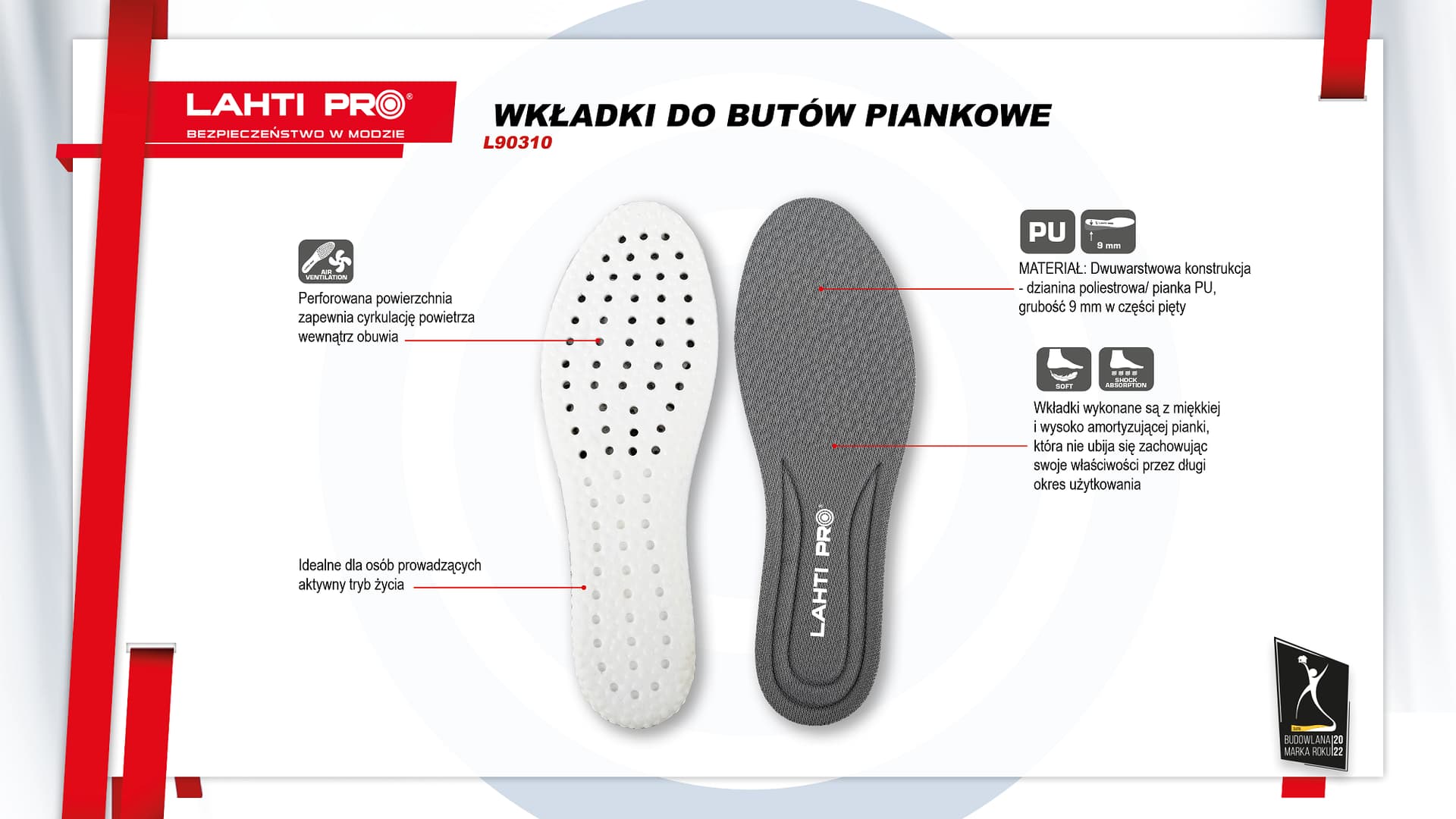 WKŁADKI DO BUTÓW Z AMORTYZUJĄCEJ PIANKI, 