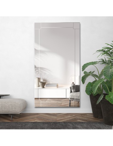 Lustro kryształowe glamour w lustrzanej ramie - KIARA OptiWhite, Lustro prostokątne : 70x210