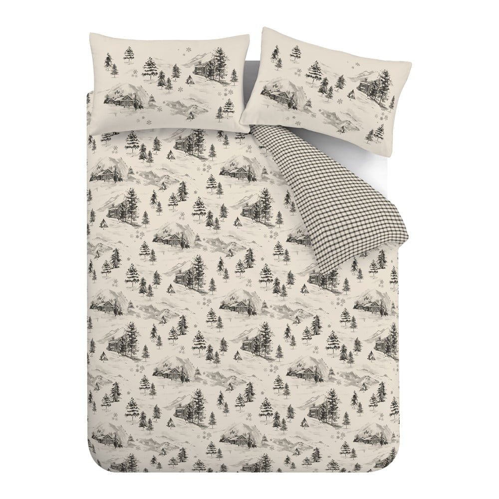 Beżowa flanelowa pościel dwuosobowa 200x200 cm Alpine Vilage – Catherine Lansfield