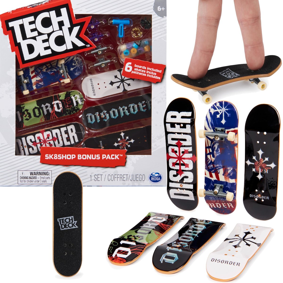 Tech Deck zestaw Sk8Shop 6 deskorolek Bonus Pack Disorder + akcesoria