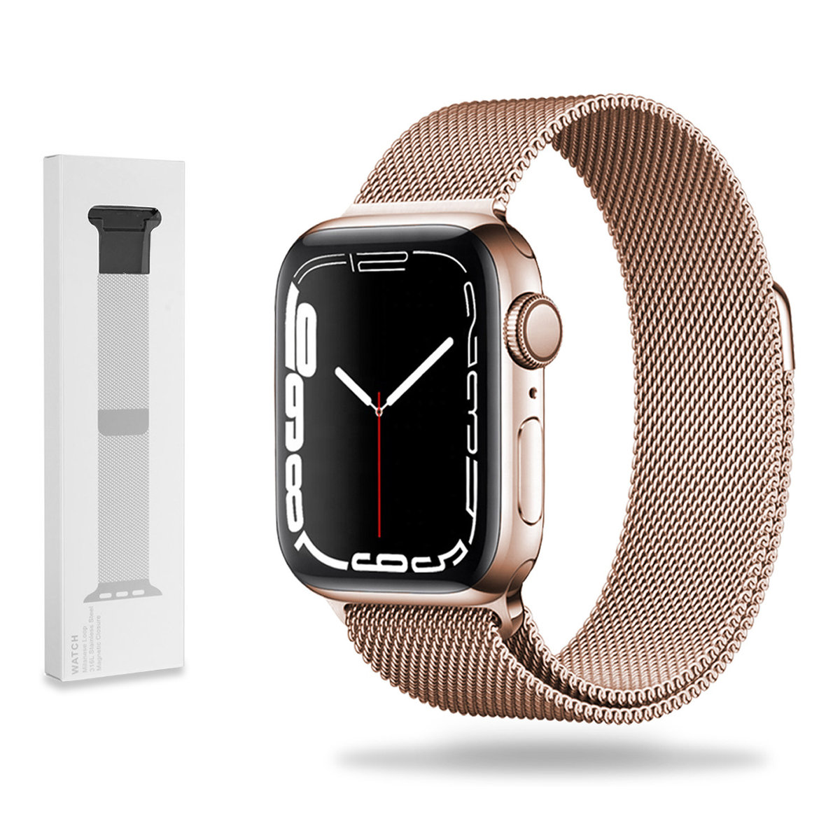 Metalowa Bransoletka Opaska Apple Watch ( 42 / 44 / 45 / 49 MM ) różowe złoto