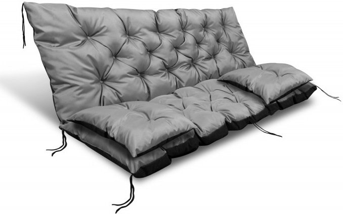 Poduszka Ogrodowa 120X60X50 Cm + 2 Poduszki Na Ławkę Huśtawkę Wodoodporna Szara