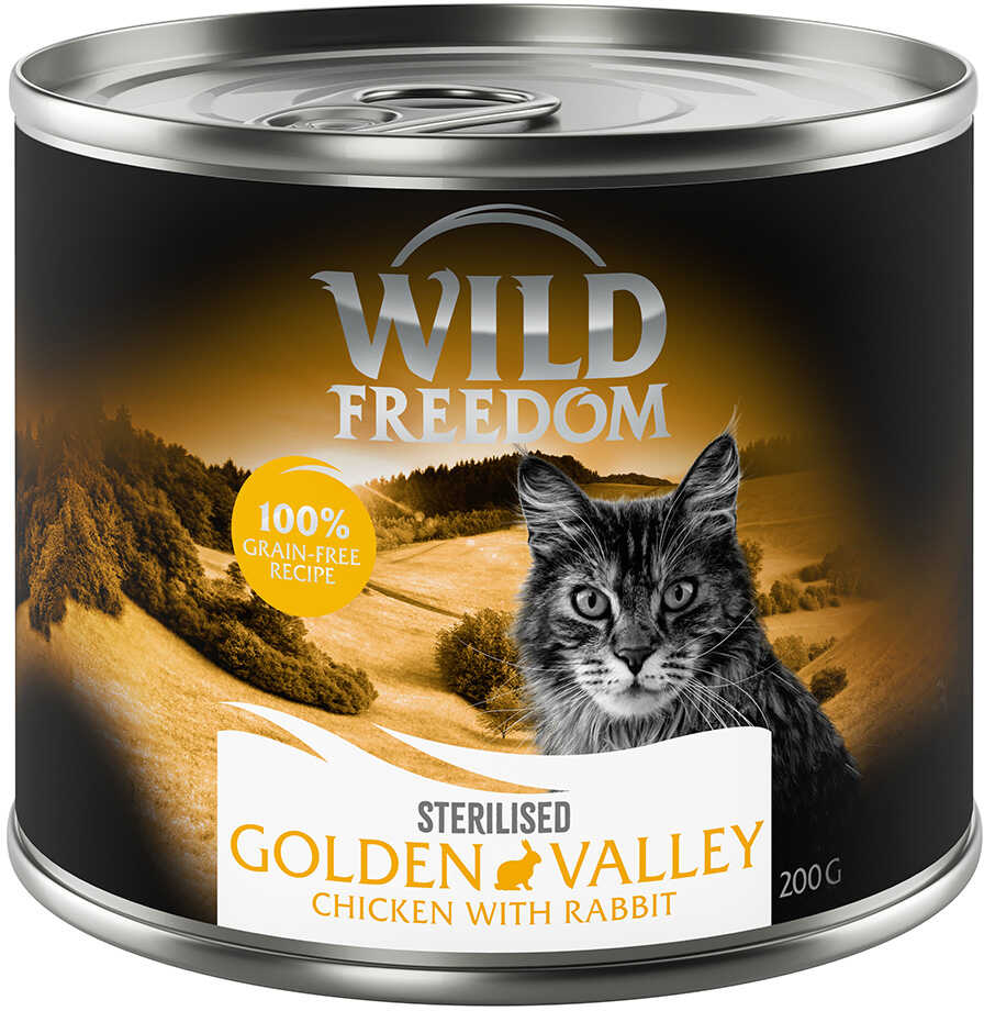 Wild Freedom Adult Sterilised, 6 x 200 g - bez zbóż - Golden Valley Sterilised - królik i kurczak