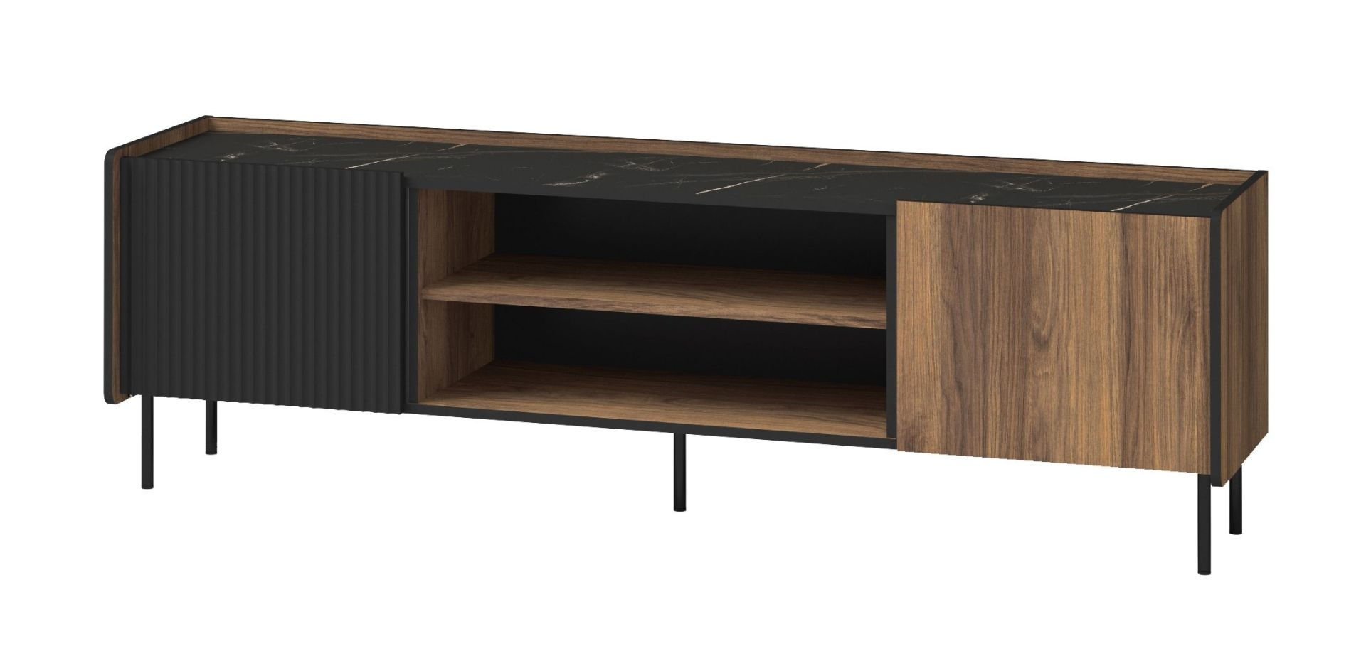 Szafka Rtv Prestigo 2D P17 Orzech Warmia / San Sebastian / Czarny Mat