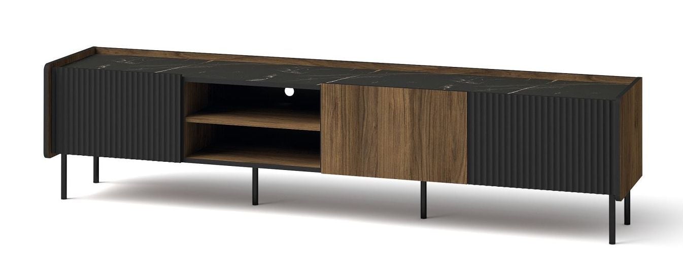 Szafka Rtv Prestigo 3D P8 Orzech Warmia / San Sebastian / Czarny Mat