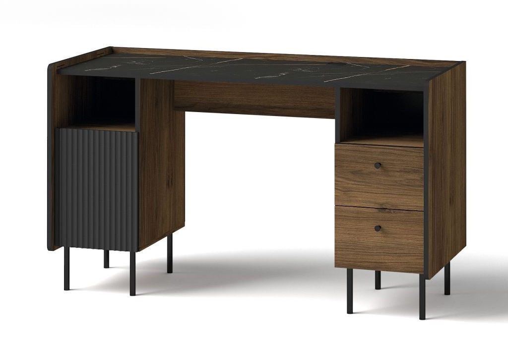 Biurko Prestigo P9 Orzech Warmia / San Sebastian / Czarny Mat