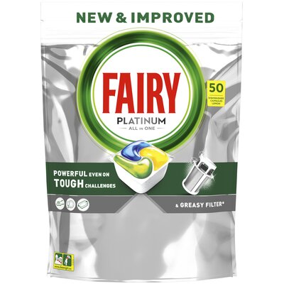 Fairy Platinum Cytryna Tabletki do zmywarki All In One, 50 tabletek