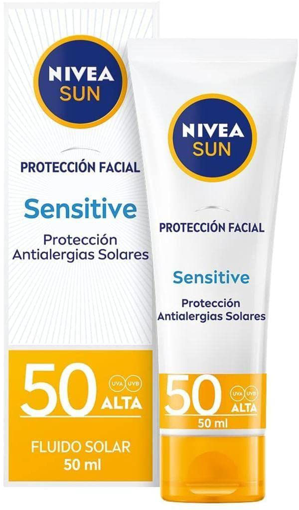 Przeciwsłoneczny krem do twarzy dla skóry wrażliwej Nivea Sun Facial Sensitive SPF50 50 ml (4005900600264)