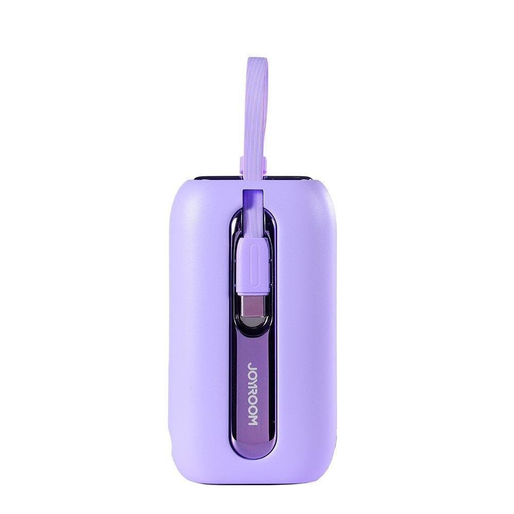 Joyroom powerbank 10000mAh Colorful Series 22.5W z 2 wbudowanymi kablami USB C i Lightning fioletowy (JR-L012)