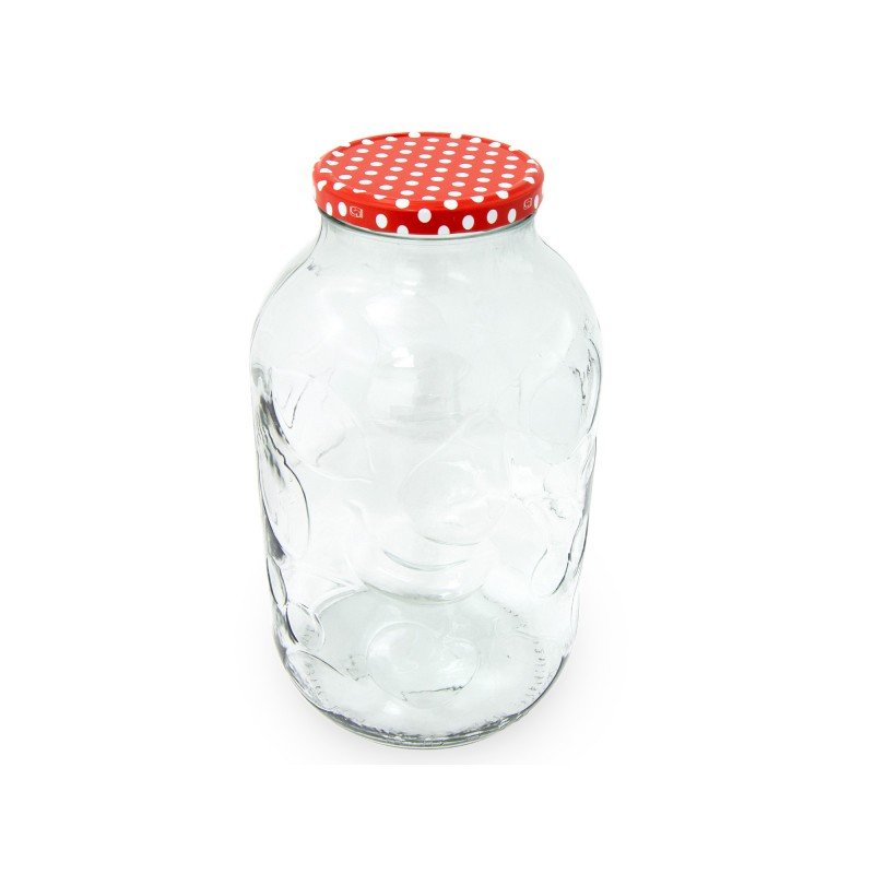 SŁOIK SZKLANY Z ZAKRĘTKĄ TŁOCZONY W OWOCE 5 L