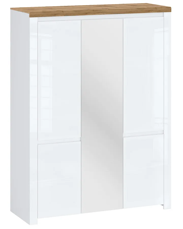 Biała nowoczesna szafa uchylna z lustrem połysk W3-F05