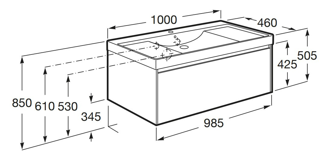 Roca Ona Zestaw umywalka meblowa 100x46 cm z szafką podumywalkową ciemny wiąz/biały A851686511 - odbiór osobisty: Kraków, Warszawa