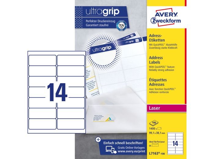 ETYKIETY SAMOPRZYLEPNE A4 100 SZT 99,1X38,1 LABELS EP 7163 5908309975683