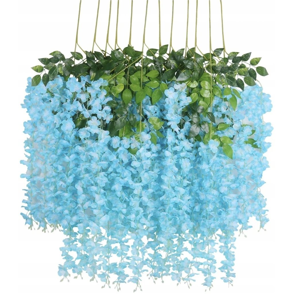 12 szt GLICYNIA WISTERIA GIRLANDA ZWISY KWIATOWE Z GLICYNI WISTERII SZTUCZNE KWIATY NA TARAS DEKORACJE