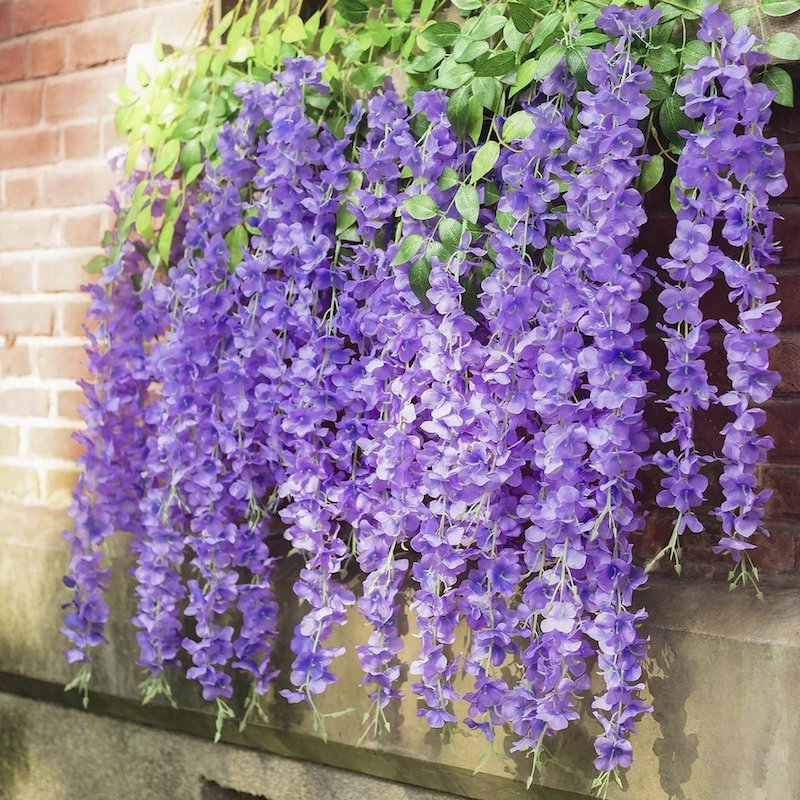 12 szt GLICYNIA WISTERIA GIRLANDA ZWISY KWIATOWE Z GLICYNI WISTERII SZTUCZNE KWIATY NA TARAS DEKORACJE