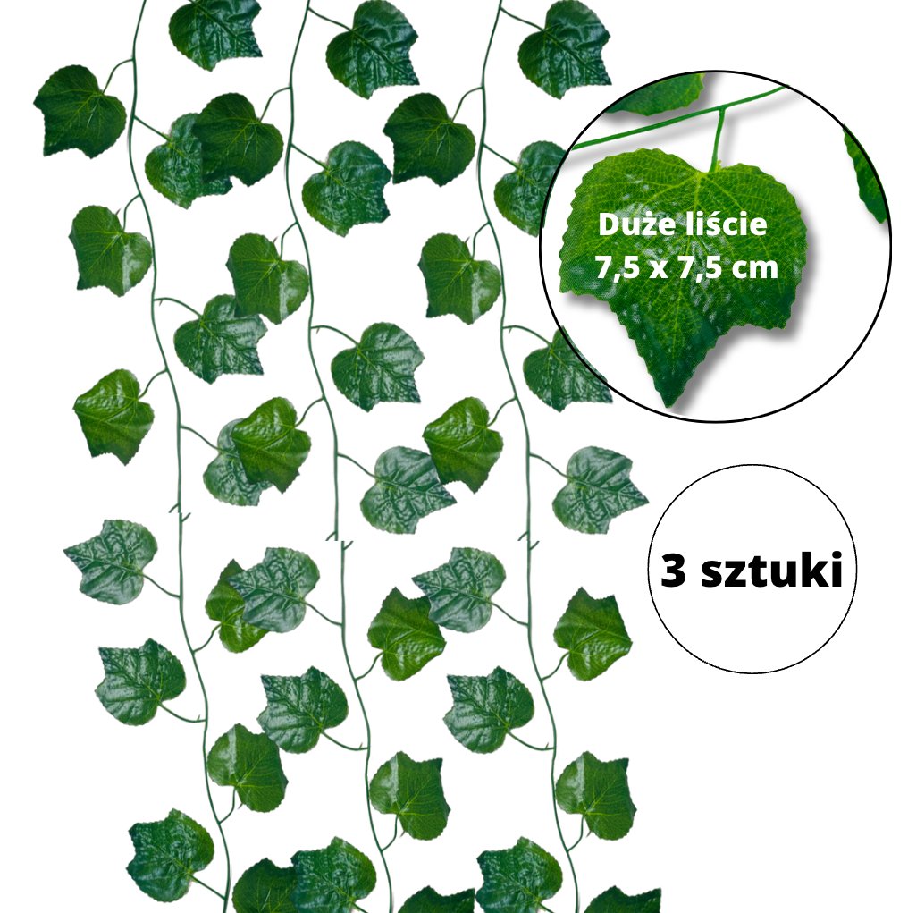 3 szt GIRLANDA Z BLUSZCZU BLUSZCZ ZWISY Z BLUSZCZU ZIELONE ŚCIANY BLUSZCZ GIRLANDY SZTUCZNE KWIATY