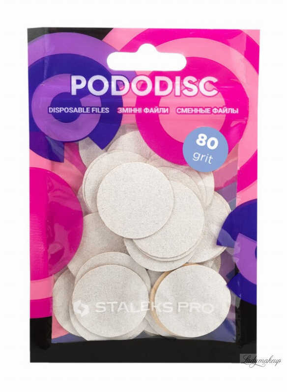 Staleks - Pro Pododisc Disposable Files - Wymienne nakładki na dysk pedicure - rozm.L - 25 mm - 80 grit. - 50 szt. - White