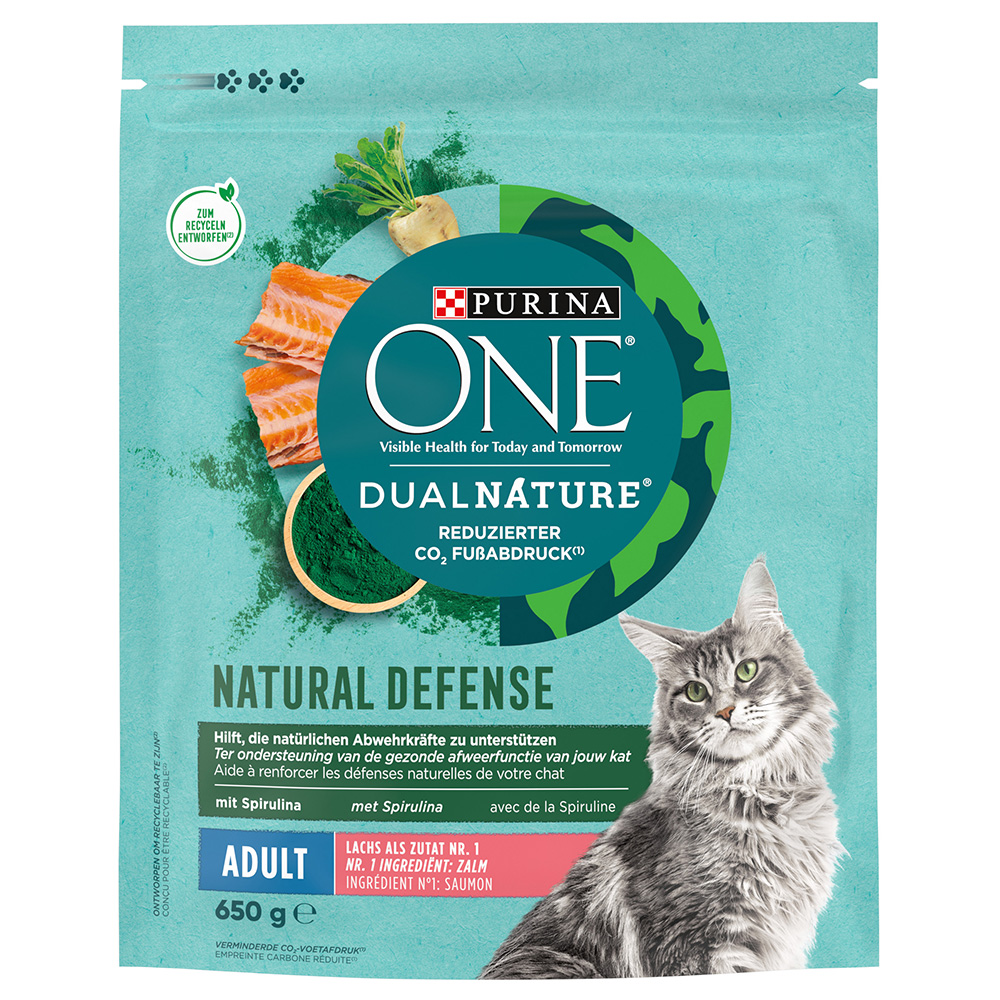 Purina ONE Dual Nature, łosoś ze spiruliną - 4 x 650 g