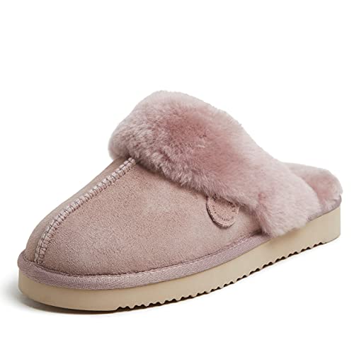Dearfoams Damskie kapcie Fireside Sydney sztuczne Shearling Scuff, pudrowy róż - 36 EU
