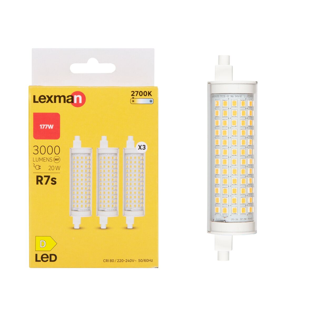 Żarówka LED R7S 3 szt. 20 W 3000 lm Ciepła biel Lexman