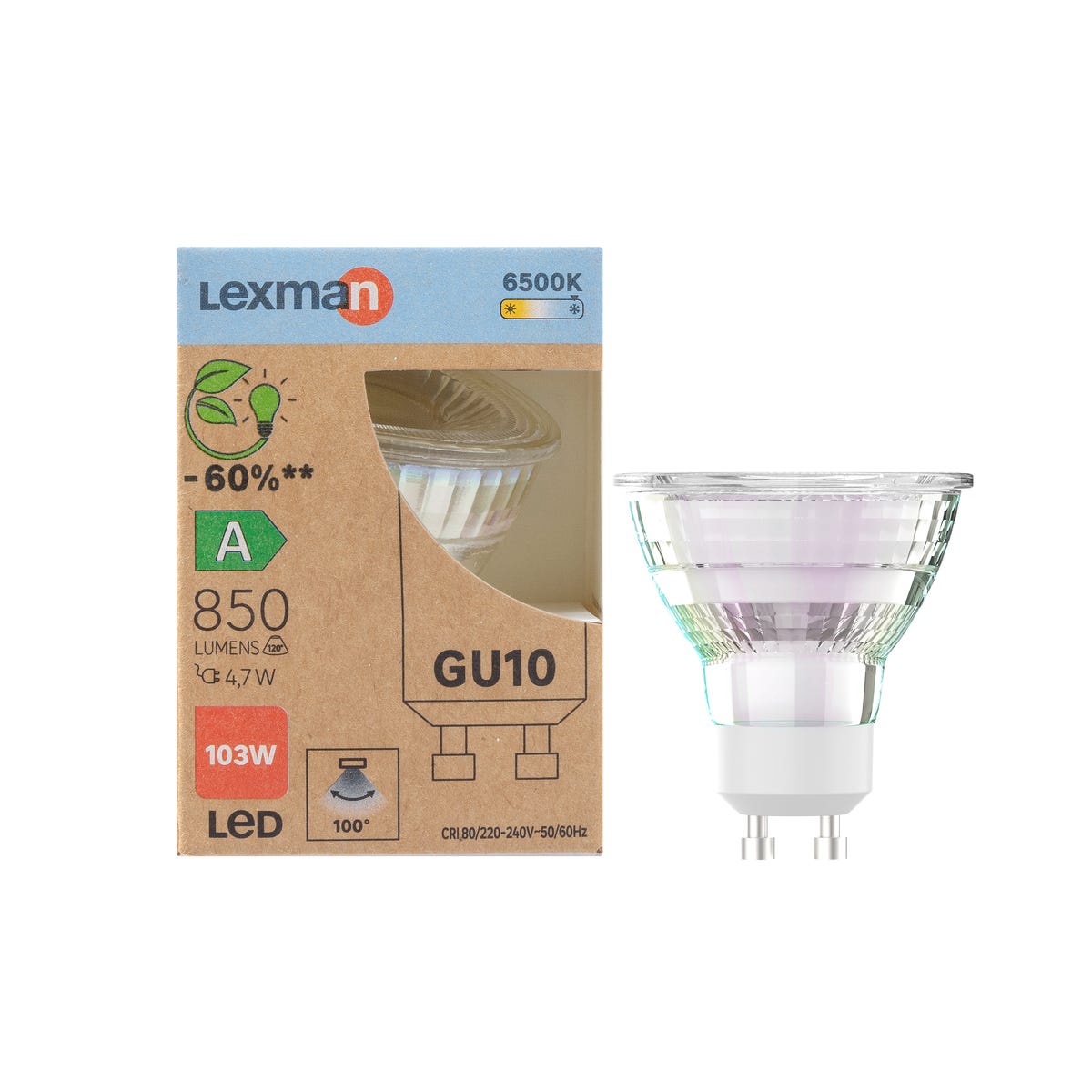 Żarówka LED GU10 4,7 W 850 lm Zimna biel Lexman