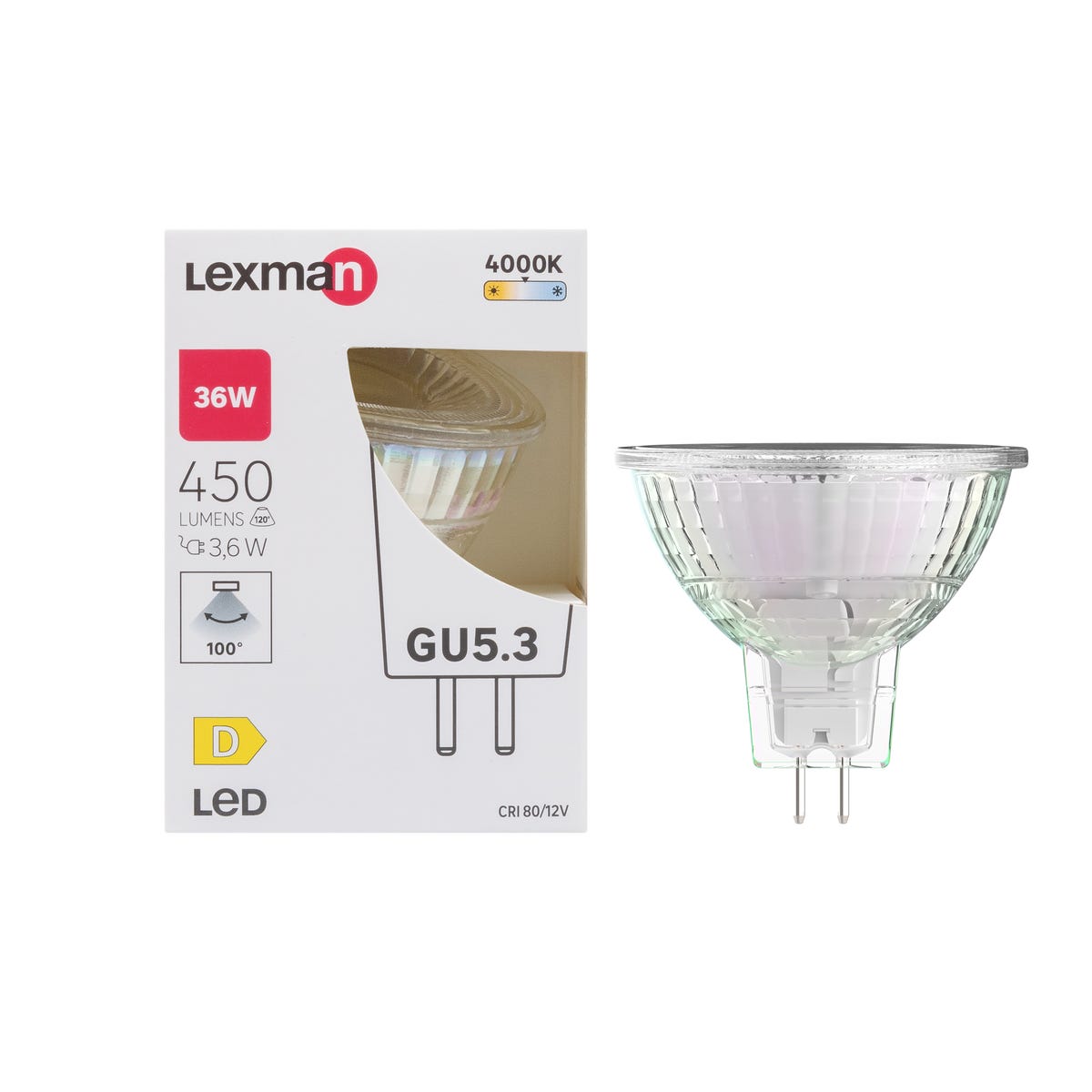 Żarówka LED GU5.3 3,6 W 450 lm Neutralna biel Lexman