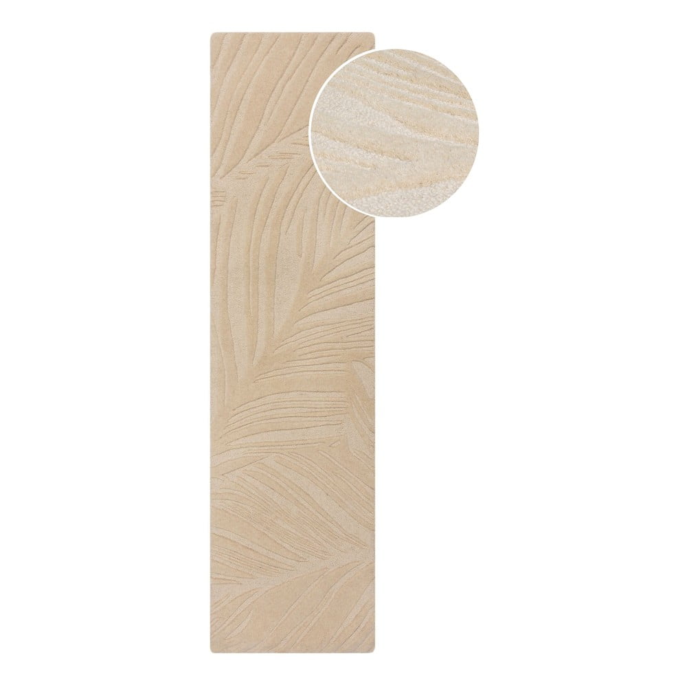 Beżowy wełniany chodnik 60x230 cm Lino Leaf – Flair Rugs