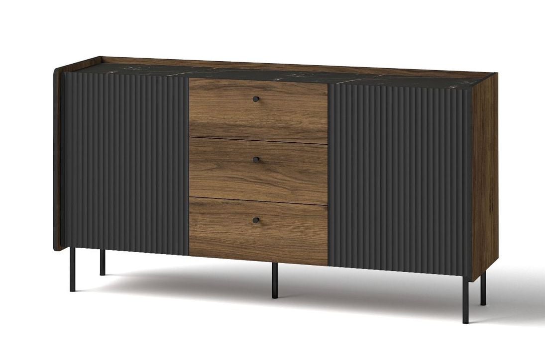 Komoda Prestigo 2D3S P5 Orzech Warmia / San Sebastian / Czarny Mat