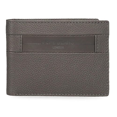 Pepe Jeans Checkbox Poziomy portfel z portmonetką Szary 11,5x8x1 cms Skóra, Szary, Talla única, Portfel poziomy z portmonetką