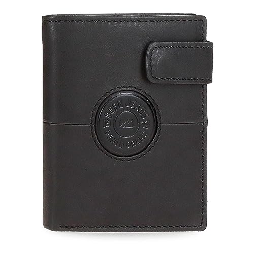 Pepe Jeans Cracker Portfel pionowy z zamknięciem kliknij czarny 8.5x10,5x1 cms Skóra, czarny, Talla única, Portfolio pionowe z zamknięciem kliknięcia