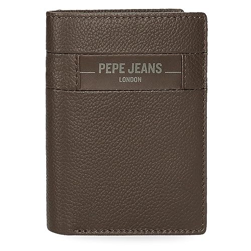 Pepe Jeans Checkbox Portfel pionowy z portmonetką Brązowy 8,5x11,5x1 cms Skóra, Brązowy, Talla única, Portfolio pionowe z toreb