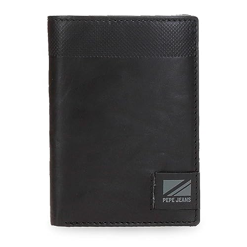 Pepe Jeans Topper Pionowy portfel z portmonetką Czarny 8,5x11,5x1 cms Skóra, czarny, Talla única, Portfolio pionowe z toreb