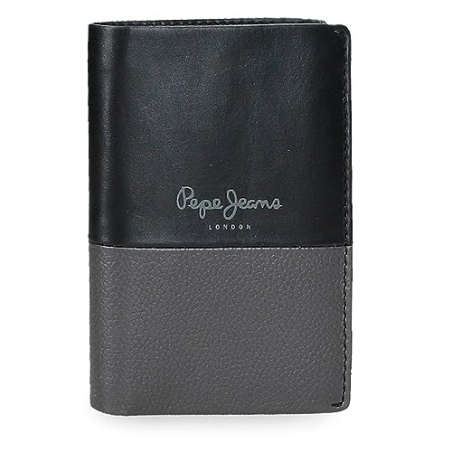 Pepe Jeans Dual Portfel Pionowy Czarny 8,5x11,5x1 cms Skóra, czarny, Talla única, Portfolio pionowe z toreb