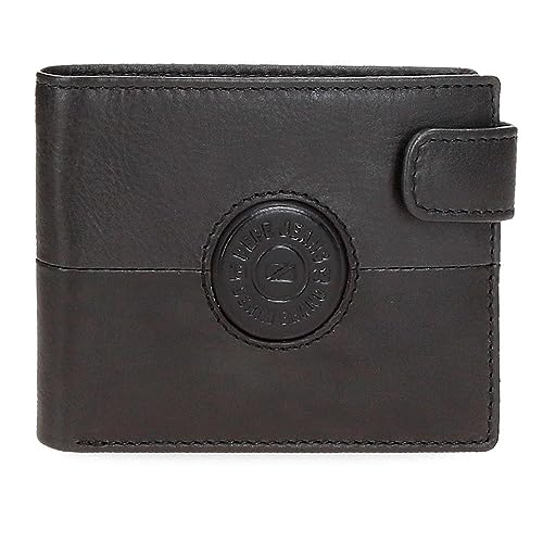 Pepe Jeans Cracker Portfel Poziomy z zamknięciem Czarny 11x8,5x1 cms Skóra, czarny, Talla única, Portfolio poziome z zamknięciem kliknięcia