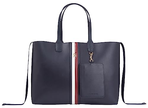 Kultowy Tommy Tote Puffy, niebieski, OS, Globalne paski, Jeden rozmiar, przypadkowy