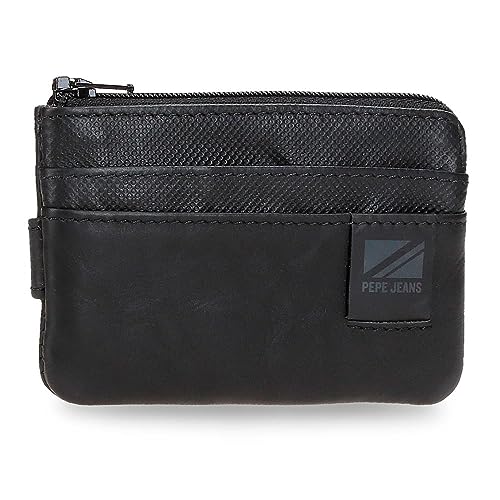 Pepe Jeans Topper Portfel Czarny 11x7x1,5 cms Skóra, czarny, Talla única, Portfel z wizytówką