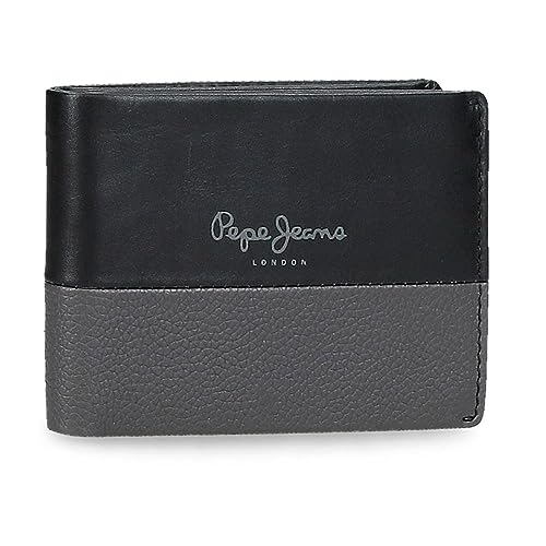 Pepe Jeans Dual Portfel Poziomy z Portfel Czarny 11x8x1 cms Skóra, czarny, Talla única, Portfel poziomy z portmonetką