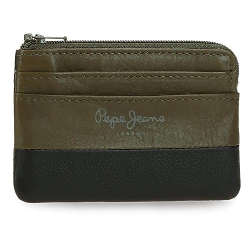 Pepe Jeans Dual Portfel Zielony 11x7x1,5 cms Skóra, Zielony, Talla única, portmonetka