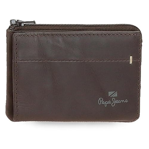 Pepe Jeans Staple Portfel z wizytówką Brązowy 11x7x1,5 cms Skóra, Brązowy, Talla única, Portfel z wizytówką
