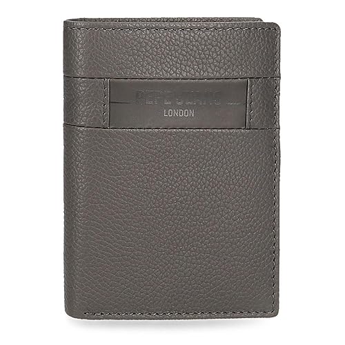Pepe Jeans Checkbox Portfel pionowy z portmonetką Szary 8,5x11,5x1 cms Skóra, Szary, Talla única, Portfolio pionowe z toreb
